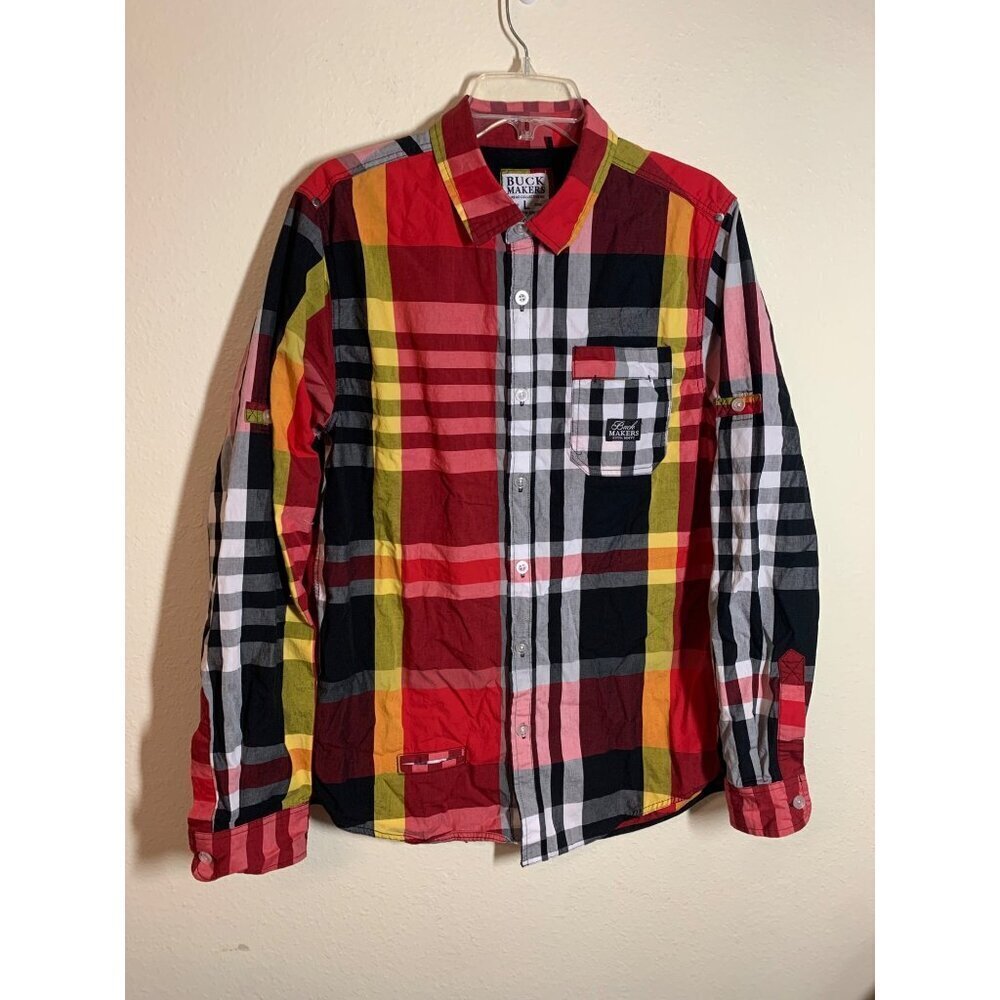 Buck Makers Button Up Shirt Business Casual Streetwear Skater Y2K Men Size Large